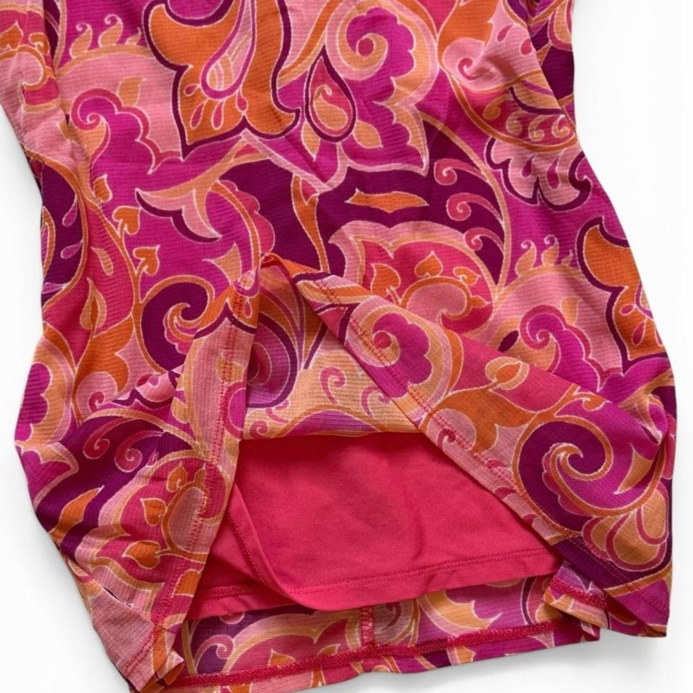 Axcess Liz Claiborne Pink Paisley Ruffle Wrap Top V-Neck Y2K Boho Mesh Sz S - Picture 4 of 6